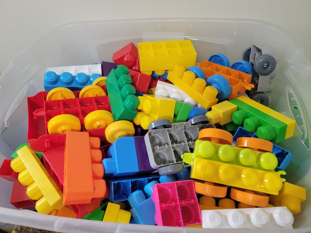 Mega Bloks Ride- Truck + Large Tub of First Builders Blocks (100+ pcs)